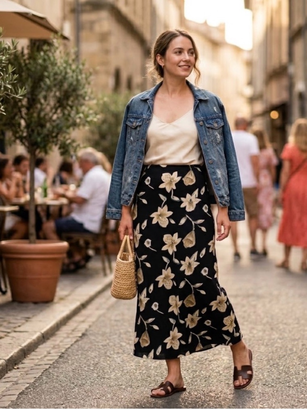 Vintage Black Floral Maxi Skirt Cottagecore